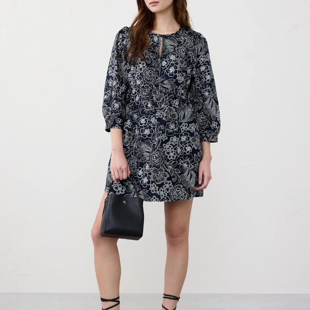 Banana Republic Floral Voile Puff-Sleeve Peplum Mini Shift/NWT/S